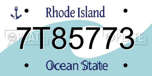 7T85773 Rhode Island License Plate