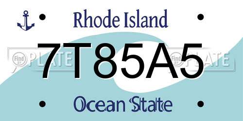 7T85A5 Rhode Island License Plate