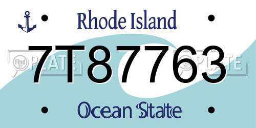 7T87763 Rhode Island License Plate