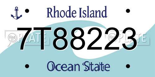 7T88223 Rhode Island License Plate