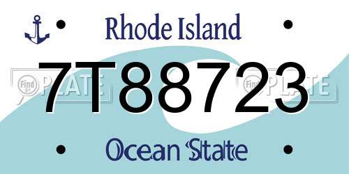 7T88723 Rhode Island License Plate