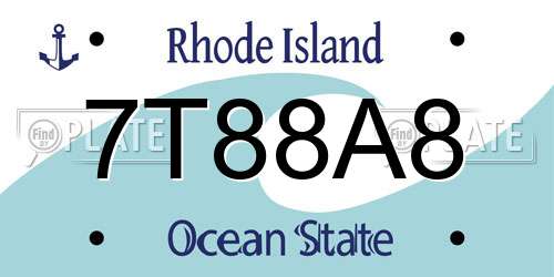 7T88A8 Rhode Island License Plate