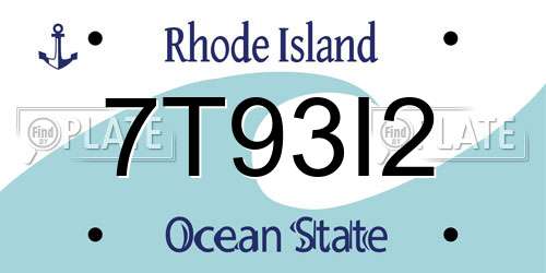 7T93I2 Rhode Island License Plate