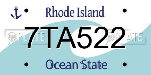 7TA522 Rhode Island License Plate