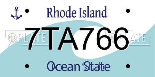 7TA766 Rhode Island License Plate