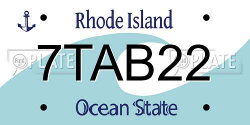 7TAB22 Rhode Island License Plate