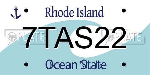 7TAS22 Rhode Island License Plate