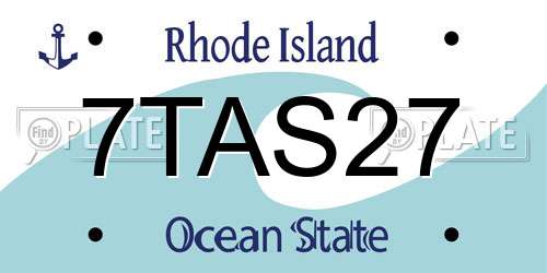 7TAS27 Rhode Island License Plate