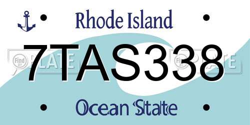 7TAS338 Rhode Island License Plate