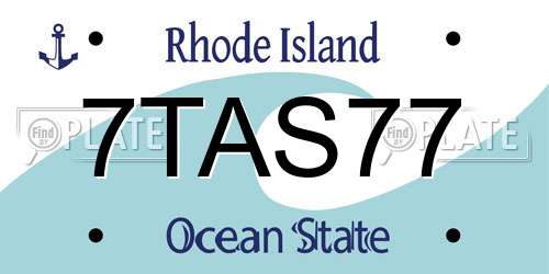 7TAS77 Rhode Island License Plate
