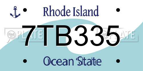 7TB335 Rhode Island License Plate
