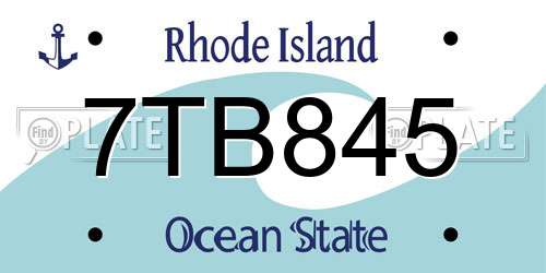 7TB845 Rhode Island License Plate