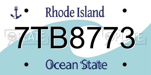 7TB8773 Rhode Island License Plate