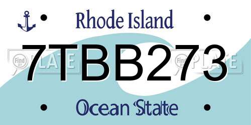 7TBB273 Rhode Island License Plate