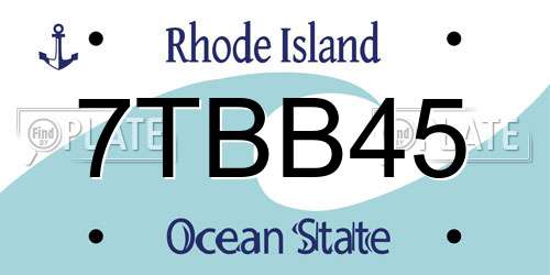 7TBB45 Rhode Island License Plate