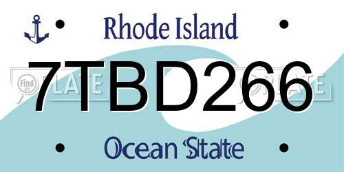 7TBD266 Rhode Island License Plate