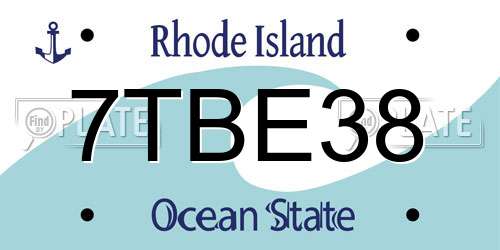 7TBE38 Rhode Island License Plate