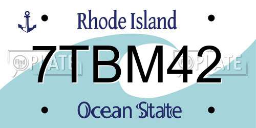 7TBM42 Rhode Island License Plate