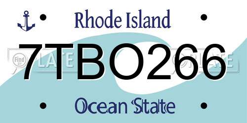 7TBO266 Rhode Island License Plate