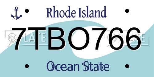 7TBO766 Rhode Island License Plate