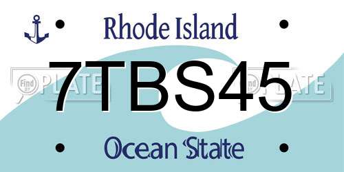 7TBS45 Rhode Island License Plate