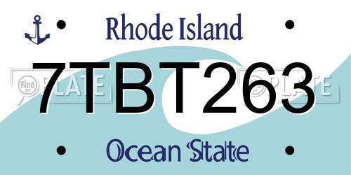 7TBT263 Rhode Island License Plate