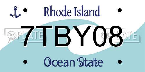 7TBY08 Rhode Island License Plate