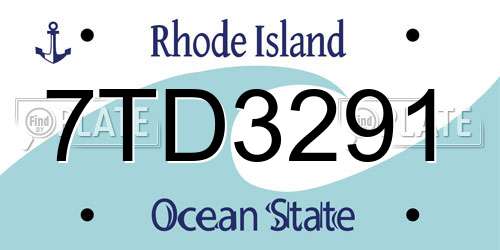 7TD3291 Rhode Island License Plate