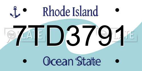 7TD3791 Rhode Island License Plate