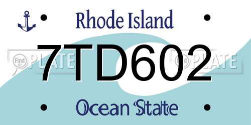 7TD602 Rhode Island License Plate