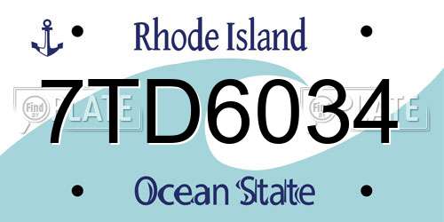 7TD6034 Rhode Island License Plate