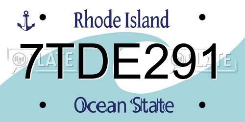 7TDE291 Rhode Island License Plate