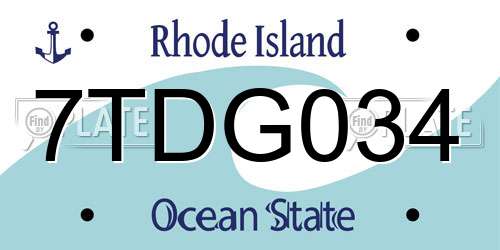 7TDG034 Rhode Island License Plate
