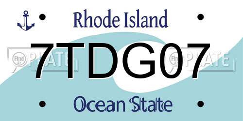 7TDG07 Rhode Island License Plate