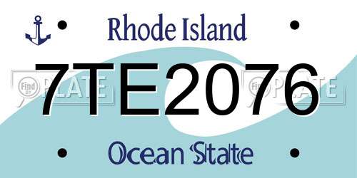 7TE2076 Rhode Island License Plate