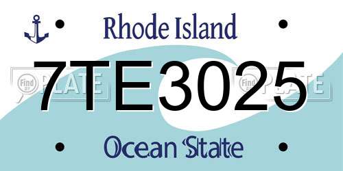7TE3025 Rhode Island License Plate