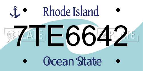7TE6642 Rhode Island License Plate