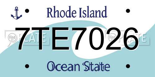 7TE7026 Rhode Island License Plate