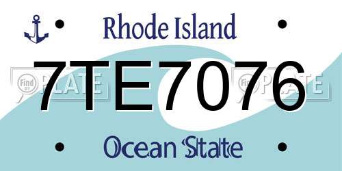 7TE7076 Rhode Island License Plate
