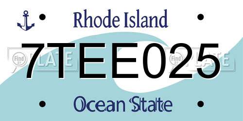 7TEE025 Rhode Island License Plate