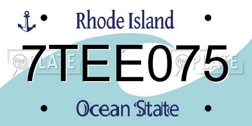 7TEE075 Rhode Island License Plate