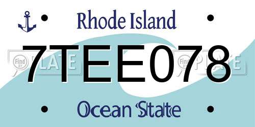 7TEE078 Rhode Island License Plate