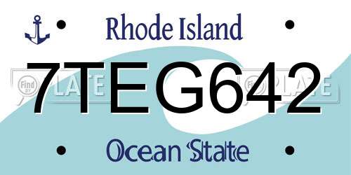 7TEG642 Rhode Island License Plate