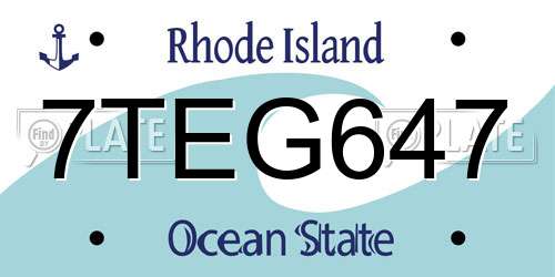 7TEG647 Rhode Island License Plate