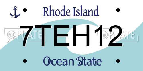 7TEH12 Rhode Island License Plate