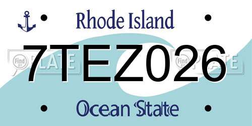 7TEZ026 Rhode Island License Plate