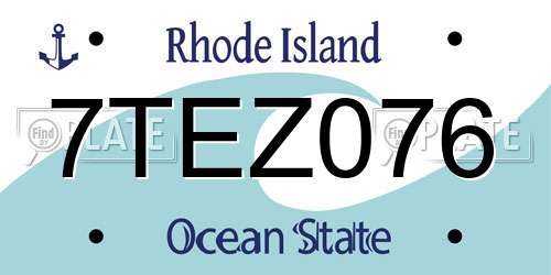 7TEZ076 Rhode Island License Plate