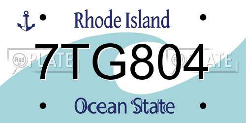 7TG804 Rhode Island License Plate