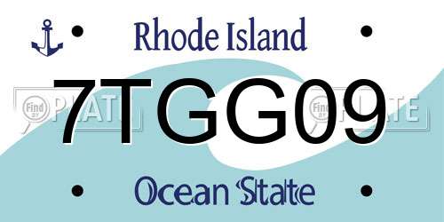 7TGG09 Rhode Island License Plate