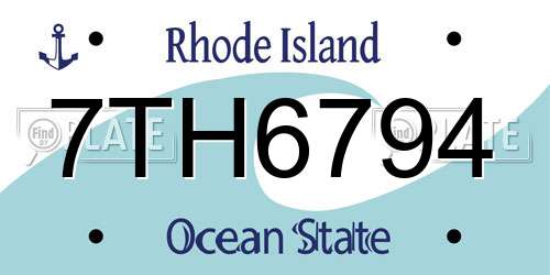 7TH6794 Rhode Island License Plate